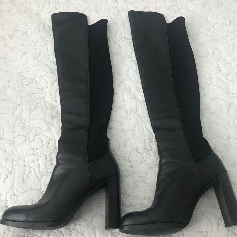 Stuart Weitzman Black Leather Over-the-Knee Boots